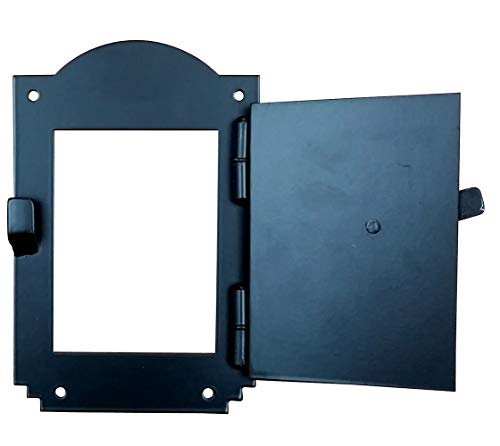 Visor de puerta Speakeasy rústico negro con rejilla arqueada practicable 3
