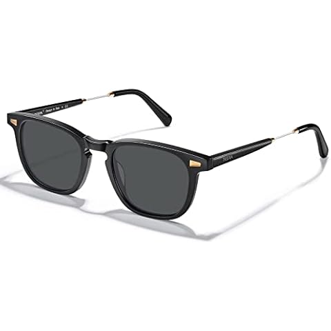 TSEBAN Black Acetate Retro Polarized Sunglasses for Women UV Protection, Handcrafted Square Eyewears Driving Ladies Sunnies Cover