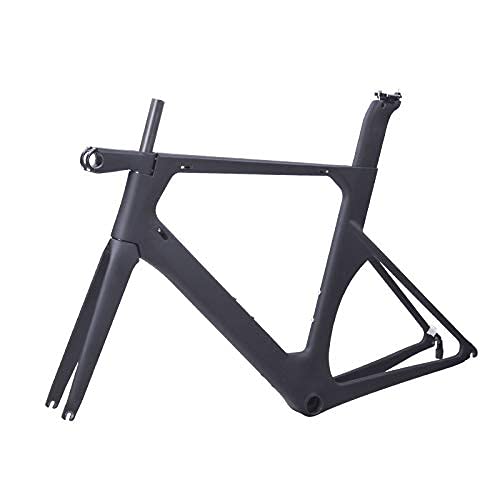 Super Light Monocoques Carbon Road Bike Frame One-Piece Carbon Fiber Racing Bike Frameset With Stem (Black Matte, 56Cm) #TOP1