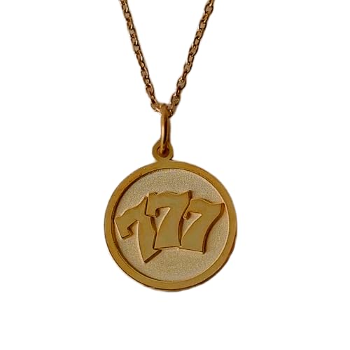 Collier pendentif 777 argent sterling plaqué or chaîne câble 45,7 cm