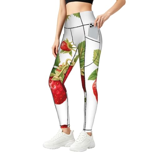 Leggings de compresión con ajuste moldeador y estampado de fresas ZXERTG