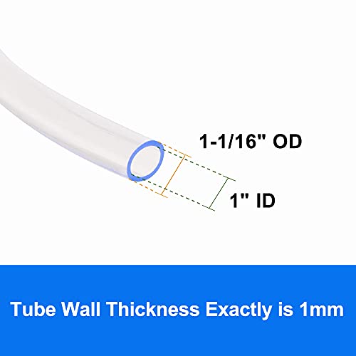 Ququyi Pvc Vinyl Tubing Lightweight Grade Plastic Tube, 1"Id X 1-1/4"Od Low Pressure Clear Vinyl Tube Hose Bpa Free, 3.28Ft #TOP1