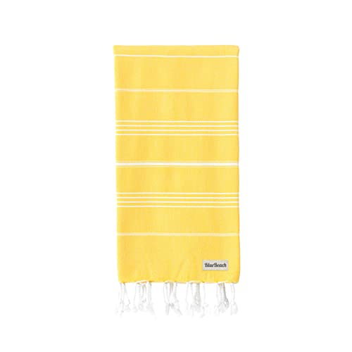 Blue Beach Turkish Towel - Toalla turca grande de 100 x 180 cm, súper absorbente, de secado rápido, sin arena, ligera, compacta para natación, baño, yoga, gimnasio, sauna y viajes (amarillo 1)
