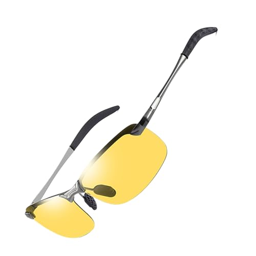 Occhiali da sole fotocromatici da uomo, occhiali da guida polarizzati antiriflesso, protezione UV400, per pesca, ciclismo, ciclismo, Giallo, Refer to description