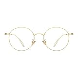 TIJN Blue Light Blocking Glasses Vintage Round Metal Eyeglasses Anti Eye Fatigue Eye Strain