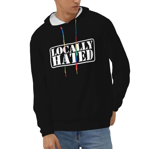 Locally Hated Hoodies With Pockets Hooded Sweatshirts Casual Drawstring Hoody Pullover For Mens
