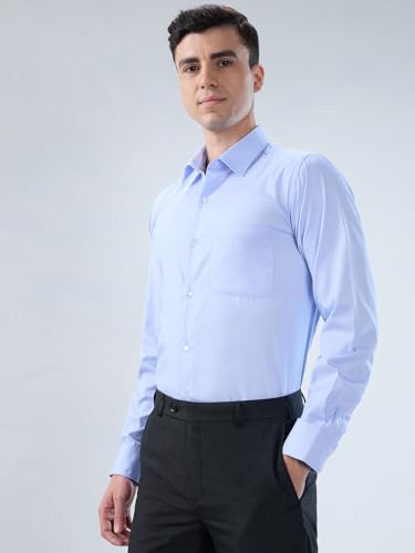 Image of Park Avenue Men Modern Slim Fit Structure Pattern Cotton Polyester Blend Semi Cutaway Collar Full Sleeve Formal Shirt