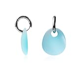 Teppdfann Sea Glass Earrings Blue Hoop Earrings Silver Geometric Beach Earrings for Women Beach Jewelry for Gift