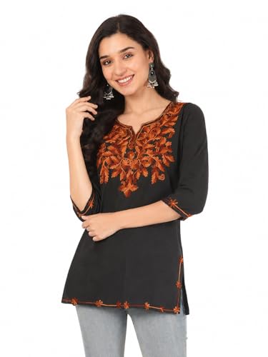 Image of Women's Pure Cotton Embroidered Short Kurtis