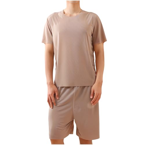Men's Pajamas Sets Casual Crewneck Short Sleeve T-Shirts and Shorts Loungewear Sets Soft Comfort Sleepwear 2 Piece