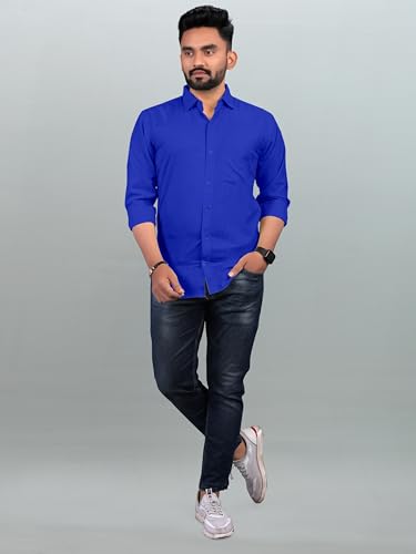 Image of Men Regular Fit Solid Spread Collar Casual Shirt