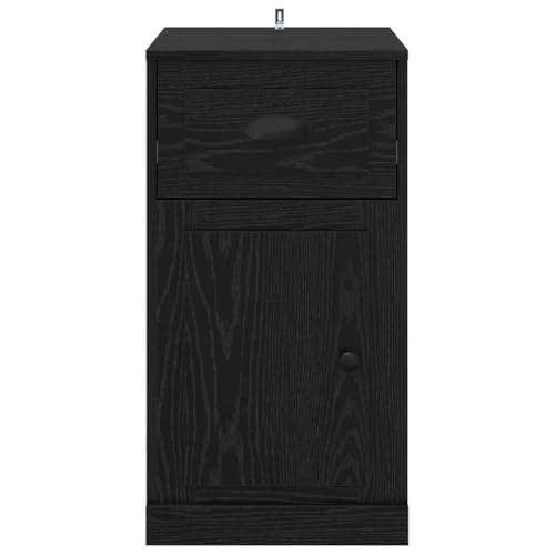 Commode en bois aspect chêne noir avec tiroir et portes