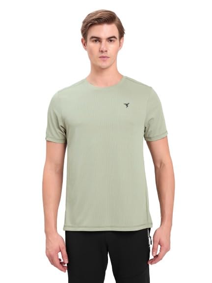 Image of TECHNOSPORT Men's Slim Fit Polyester Activewear Sports T-Shirt with Moisture-Wicking Comfort for Workout, Running & Gym