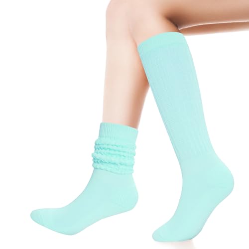 Image of Gvhntk Slouch Socks Women 80s 90s Scrunch Socks Extra Long Slouchy Sock Knee High Sock (Sky blue)