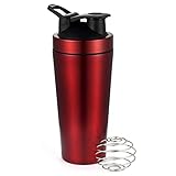 Stainless Steel Sport Water Bottles Protein Shaker Bottle with Marker, 30 Ounce, with Shaker Ball