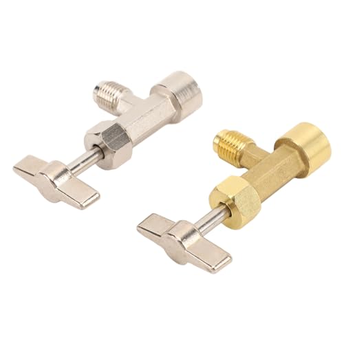 Tapon para latas de refrigerante R134a de latón de alta resistencia, estilo auto sellante y de perforación, con herramienta para extracción del núcleo de válvula para recarga de sistemas de aire acondicionado automotriz miniatura 2