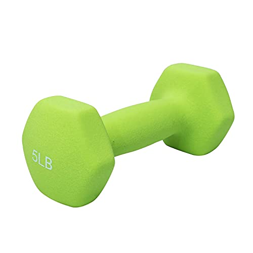 Set Of 2 Each 5 Lb Green Neoprene Coated Dumbbells Pair Hand Weights All-Purpose, Home Gym, Exercise 10 Lb Total Neoprene Set #TOP1
