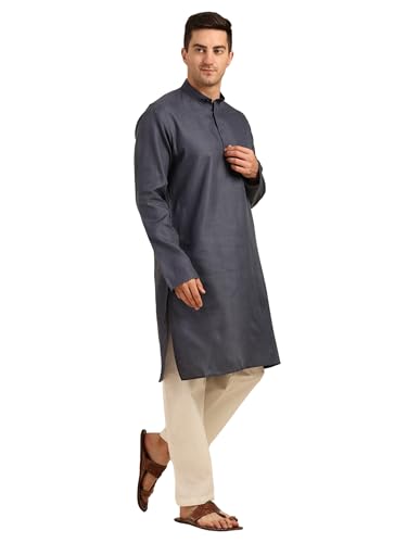 Image of ITOS365 Men Cotton Blend Kurta Pyjama Set Party Fashion Regular Ethinic Wear Indian Dress Gift for Men