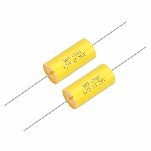MECCANIXITY 2Pcs 4.7uf Frequency Divider Capacitor, 250V Axial Audio Speaker Crossover MKP Film Capacitor