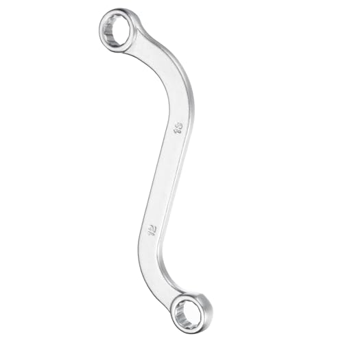 sourcing map S-Style Box Wrench Metric 12mm x 13mm 12-Point Carbon Steel Double End S-Shaped Ratcheting Wrench S Box Wrenches Tools for Repairs
