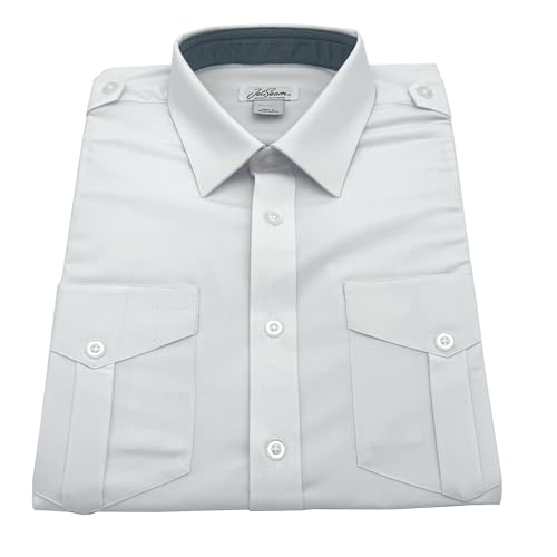 Men's Slim Cut White Label Short Sleeve Tall Pilot Shirt