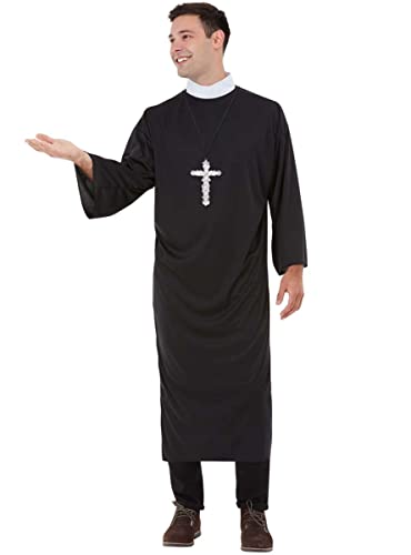 Funidelia | Disfraz de cura para hombre Sacerdote, Monje, Papa, Profesiones, disfraz de despedida de soltera - Disfraz para adultos y accesorios para Fiestas, Carnaval y Halloween - Talla S - Negro