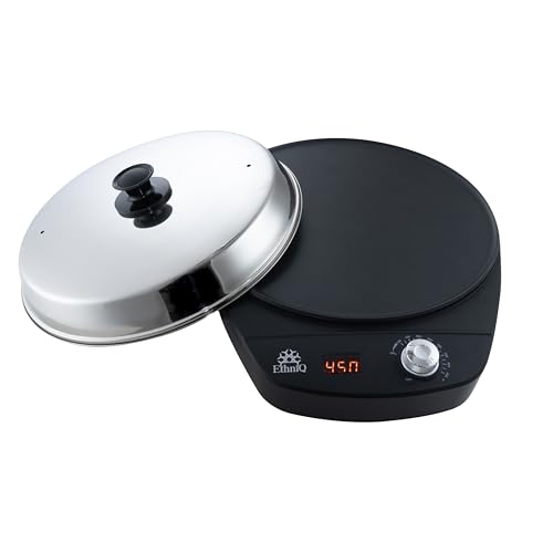 Image of Ethniq 16" Electric Injera Maker - Griddle for Crepe, Ethiopian Mogogo, Anjero, Mitad, Pancake, Teff - Adjustable Heat Control with Digital Screen - Non-Stick Surface - Even Heat Distribution