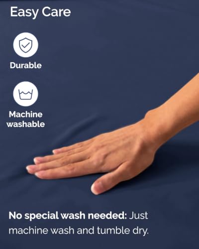Image of Extra Deep Flex Top Split Head King Fitted Sheet - Hotel Luxury Single Fitted Sheet Only - Easily Fits 18 inch to 24 inch Mattress - Ultra Soft, Wrinkle Free w /Extra Deep Pockets - Navy Blue