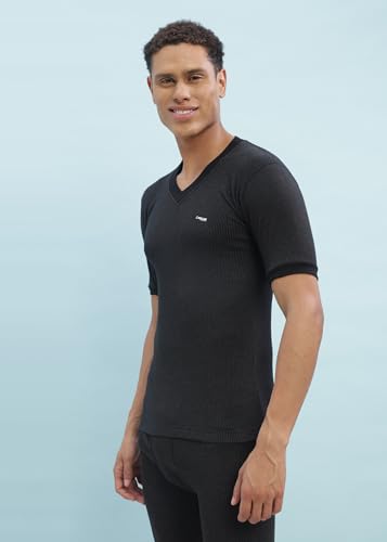 Image of Dollar Ultra Pack of 2 Combed Cotton Men V Neck Half Sleeve Thermal Top