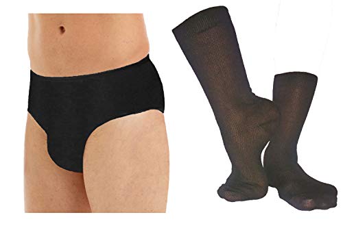 Underworks 10-Pack of Mens Disposable Briefs and 10-Pack of Disposable Socks
