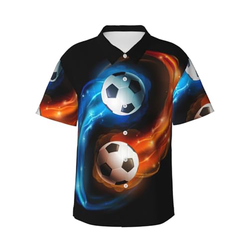 Chemise hawaïenne homme football manche courte short d'été décontracté boutonné vacances
