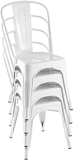 Amazon Basics Metal Dining Chairs  Set of 4, White