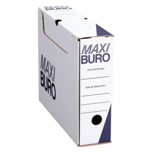 Maxiburo Boîtes archives blanches dos 8 cm Lot de 20
