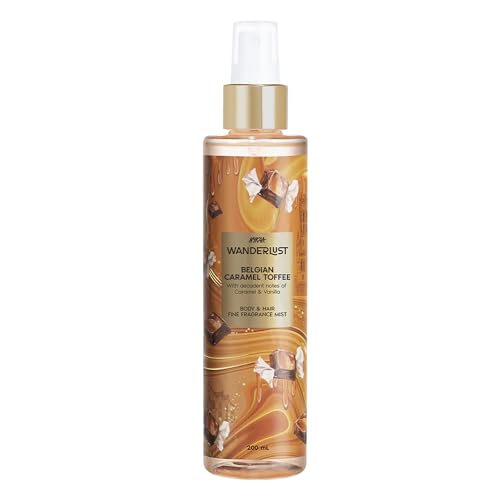 Image of Nykaa Wanderlust Belgian Caramel Toffee Body & Hair Fine Fragrance I Perfume Mist for Women - 200 ml I Caramel & Vanilla | Long-Lasting, Travel‐Friendly, Vegan,Paraben‐Free, IFRA Certified