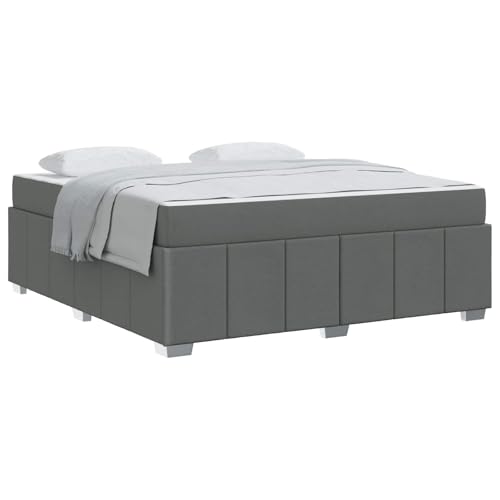 vidaXL Bettrahmen mit Matratze Dunkelgrau 180 x 200 cm Stoff, Schlafzimmermöbel, Moderner Stoffbett, Rechteckig, Robustes Boxspring, Taschenfederkern-Matratzenlösungen