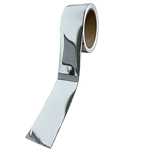 Image of LZLRUN 2 Inches x 30 FT Chrome Mirror Vinyl Tape Wrap Adhesive Car Sticker Decal Film (Silver)