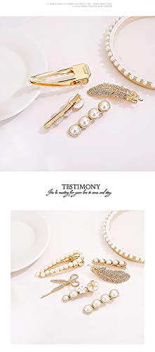 ANNACREATIONS Korean Style Pearl Metal Hair clips, Plastic Pearl Barrettes Hairpin for Women & Girls(White) 6 count (Pack of 1) - Image 6