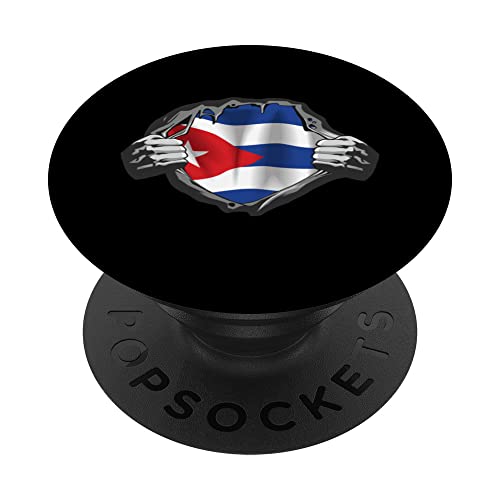 Cuba ripped shirt design show your heart PopSockets Swappable PopGrip, Black