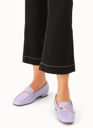 Image of Oh Mispares Womens Loafers Square Toe Low Heel Penny Loafers Fashion Comfortable Slip on Flats Casual Dressy Shoes for Women Work Office Patent Leather