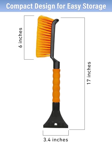 Image of Autovir 17 inch Snow Brush & Ice Scraper for Car Windshield Small Snow Brush | Heavy-Duty Snow Removal Tool | Ergonomic Foam Grip | Essential Car Winter Accessory | Efficient Snow Clearing Brush