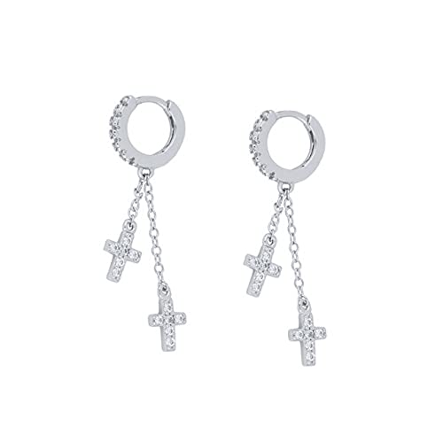 Boucles d'oreilles créoles plaquées or 18k avec zircons étincelants pour femme