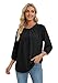 Blouses for Women Dressy Casual 3/4 Length Sleeve Womens Tops Pleated Summer Tops Spring Clothes Crew Neck Loose Fit Business Casual Outfits Work Shirts Fall Fashion Clothing 2026 Black M