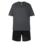 Mens Plus Size Short Pyjama Sets 3XL 4XL 5XL 6XL Sleep Lounge Wear PJ Set New (CHARBLK 5XL)