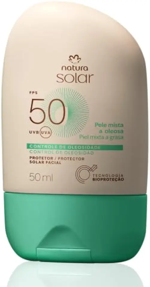 Protetor Solar Facial Pele Mista a Oleosa FPS 50 Natura Solar
