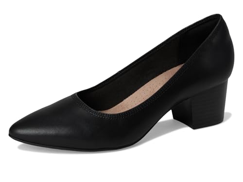 Clarks Women's Ellanie Hope Pump, Black Leather, 5.52