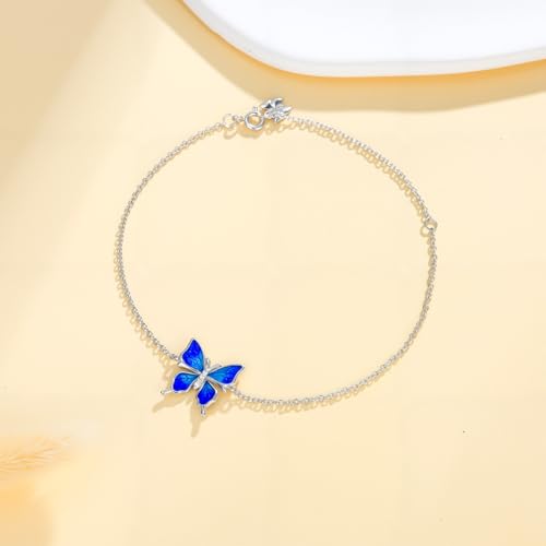 Diamond Butterfly Bracelet for Women 925 Sterling Silver Blue Butterfly Bracelet with Lab Grown Diamonds Jewelry Gifts for Mom Wife Girlfriend Daughter Sister4