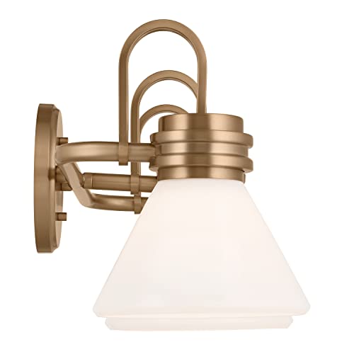 Image of Kichler Farum 26 inch 3-Light Bathroom Vanity Light Fixture with Opal Glass in Champagne Bronze for Mirror, Modern Wall Mount Over Single or Double Vanity (26 inch W x 9.5 inch H), 55155CPZ