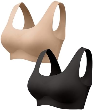 DEANGELMON Damen BH ohne Bügel,Comfy Bequemer Nahtloser Bralette,Schlaf und Alltags-BH mit Breiten Trägern,Weich und Atmungsaktiv für Volle Abdeckung,Komfort Lounge Seamless Bra