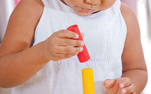 PlanToys Wooden Sorting and Stacking Geometric Peg Board (5125) | Sustainably Made from Rubberwood and Non-Toxic Paints and Dyes