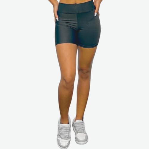 Kit com 2 Short Cintura Alta Fitness Feminino Tecido Suplex Confortável para Academia, Yoga, Treinos